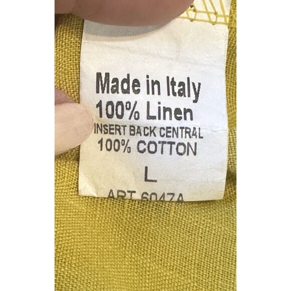 TERZO MILLENNIO Women Size L Mustard Linen Embroidered Top Timeless Lagenlook - Picture 8 of 9